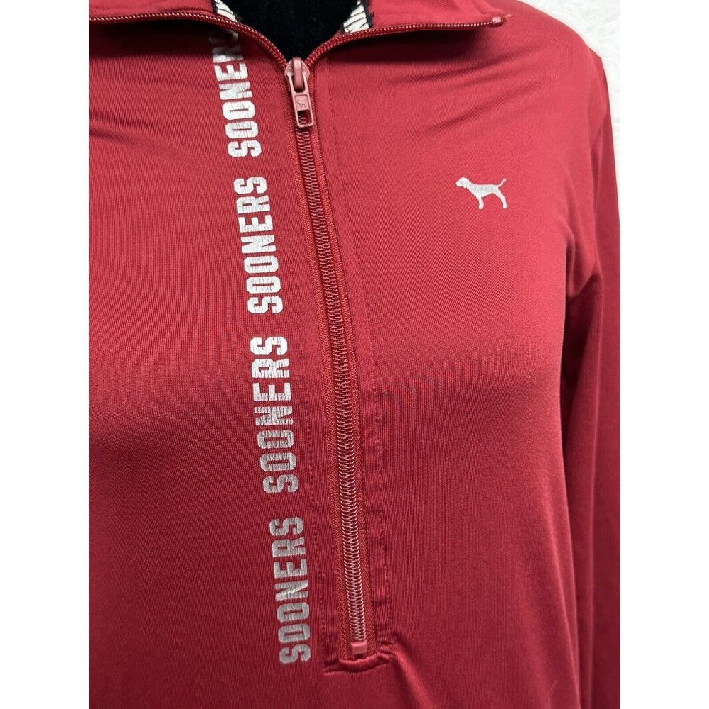 VICTORIAS SECRET PINK Ultimate Oklahoma Sooners Size Small 5th & Ocean 1/4 Zip - Picture 2 of 7